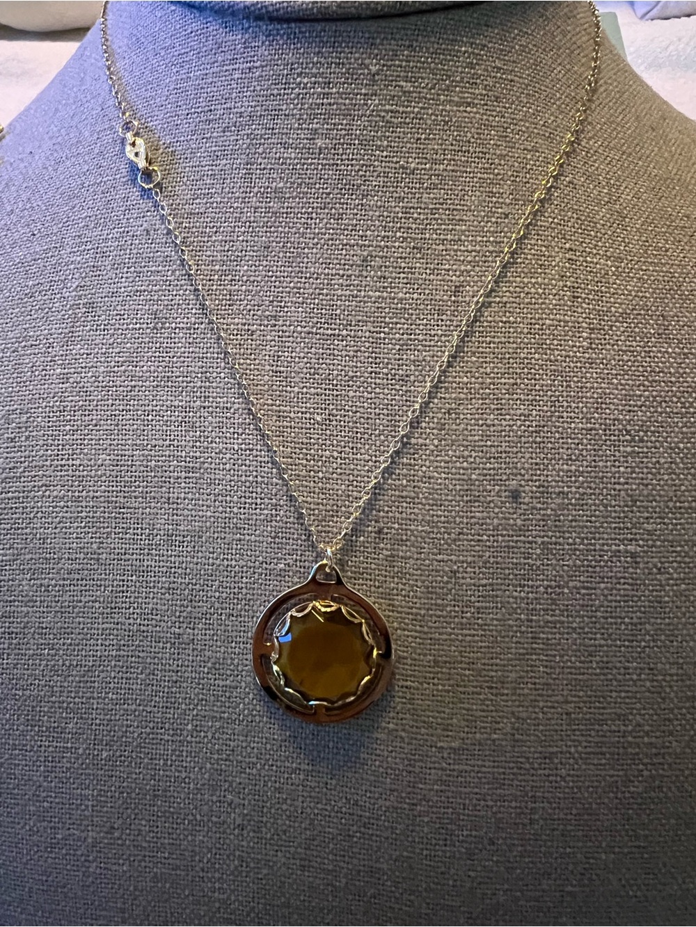 Vintage Tiger Eye GF Gemstone Pendant Necklace - Women Jewelry